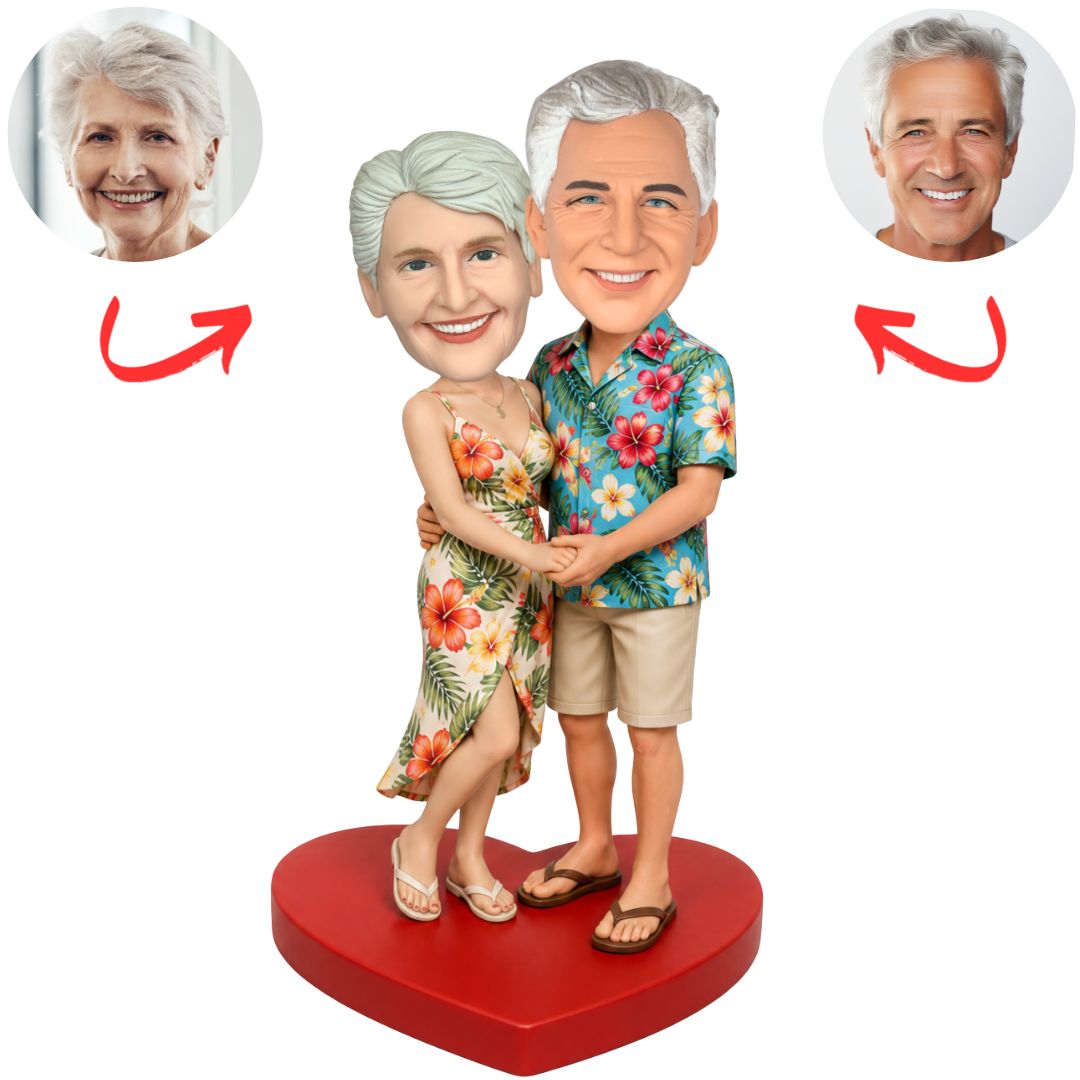 Tropical Hawaiian Outfits Anniversary Couple Custom Bobbleheads
