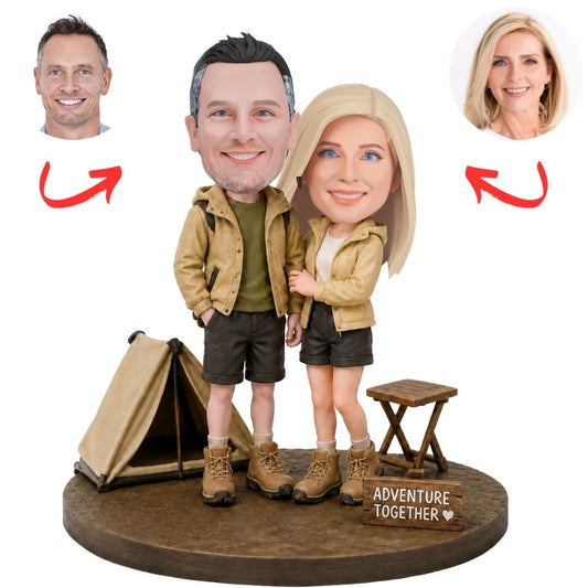 Camping Couple with Tent Custom Bobbleheads