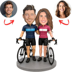 Cycling Couple with Road Bikes Custom Bobbleheads