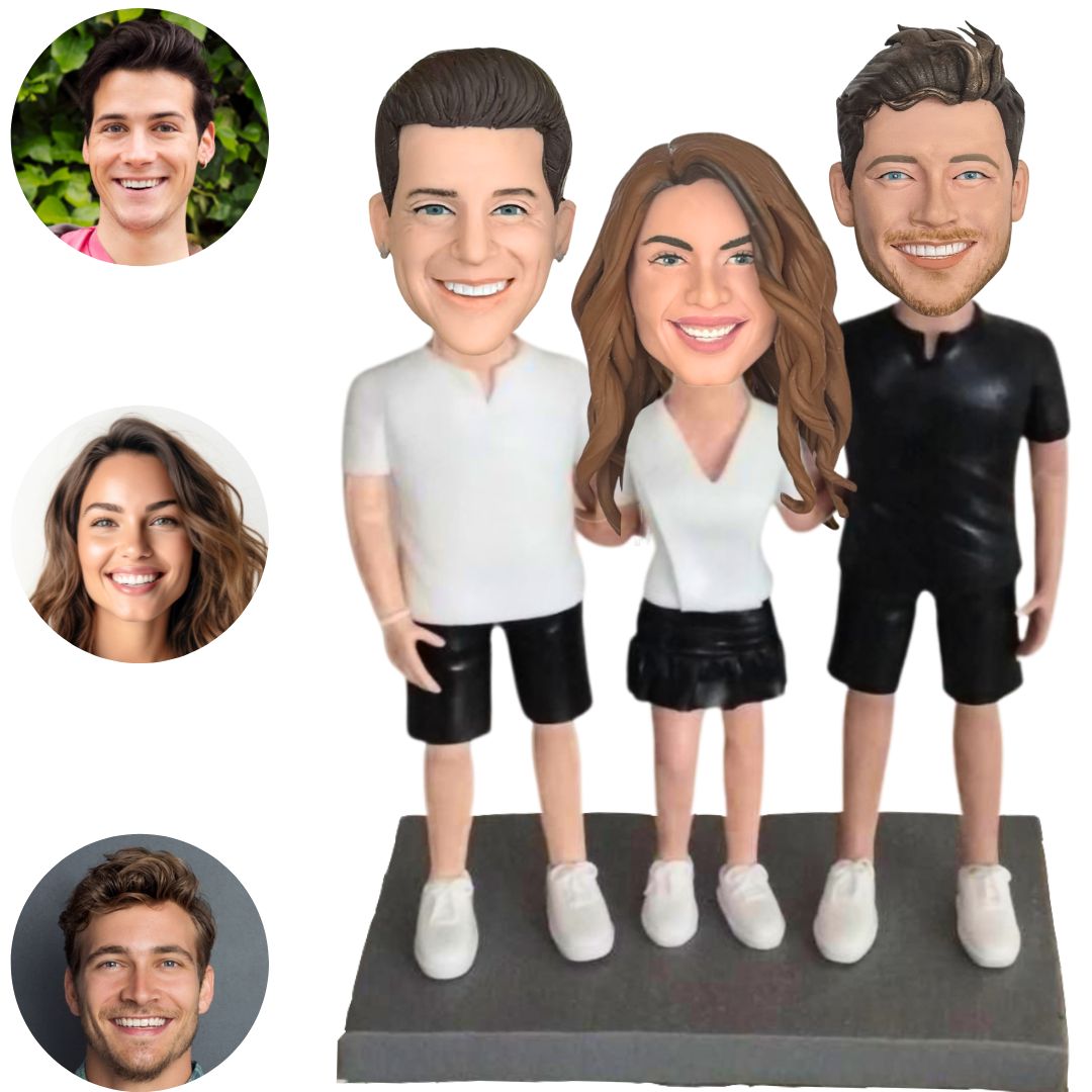 Three Friends in Casual Suit Custom Bobbleheads