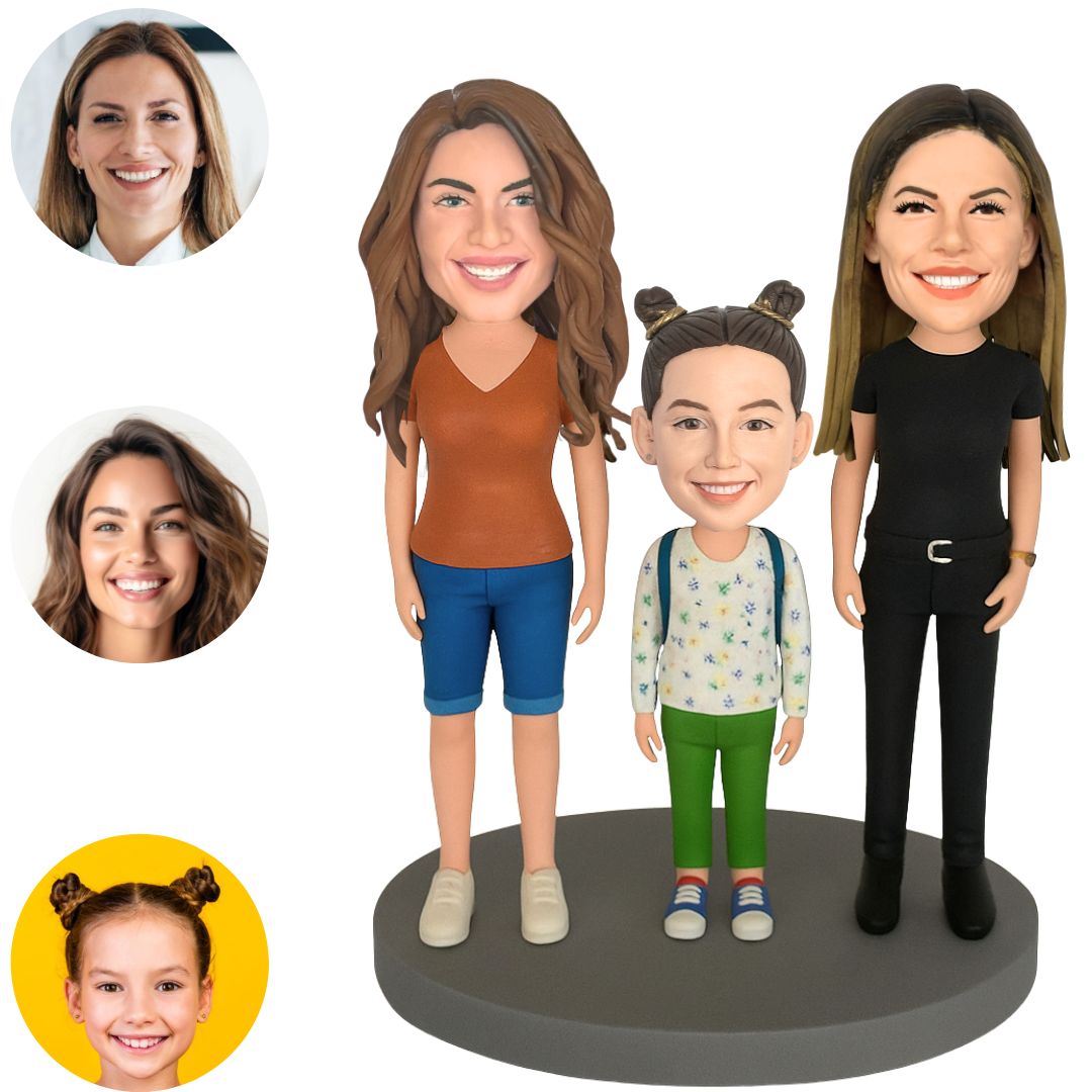 Two Woman And Kid Custom Bobbleheads