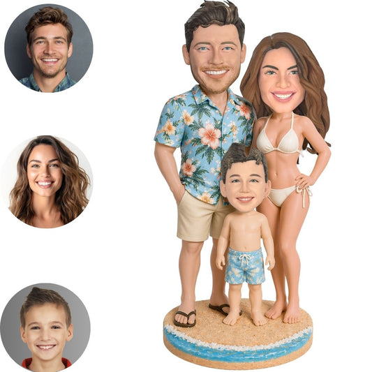 Hawaii Beach Vacation Family Custom Bobbleheads