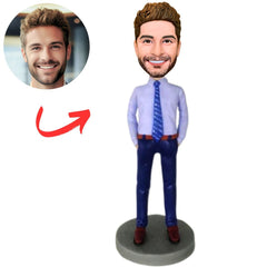 Business Man with Hands in Pockets Custom Bobbleheads