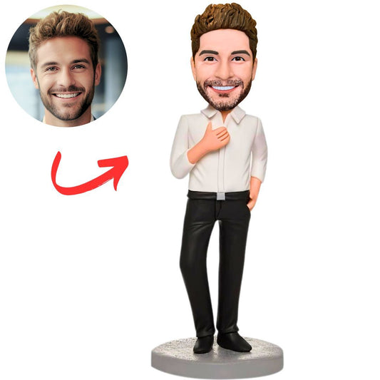 Business Male Wearing White Shirt Custom Bobbleheads