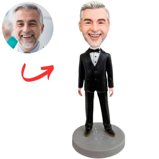 Business Man in Black Suit Custom Bobbleheads
