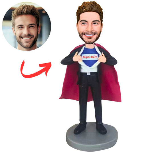 Superhero Business Man with Cloak Custom Bobbleheads