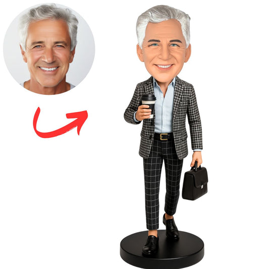 Male Boss Holding Coffee Custom Bobbleheads