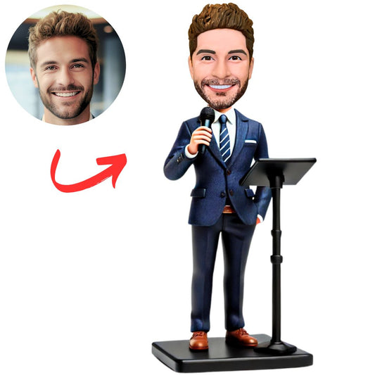 Male Boss Giving a Speech Custom Bobbleheads