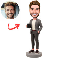 Male Boss Holding Water Cup Custom Bobbleheads