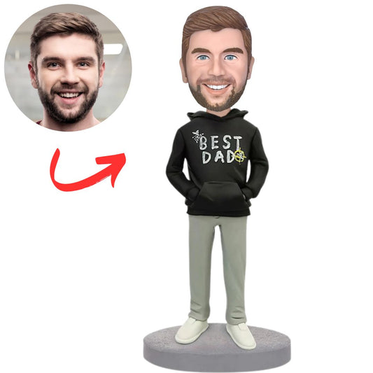 Best Dad in Black Hoodie Custom Bobbleheads