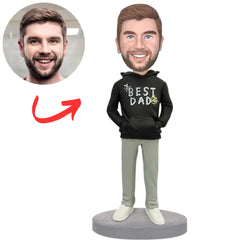 Best Dad in Black Hoodie Custom Bobbleheads