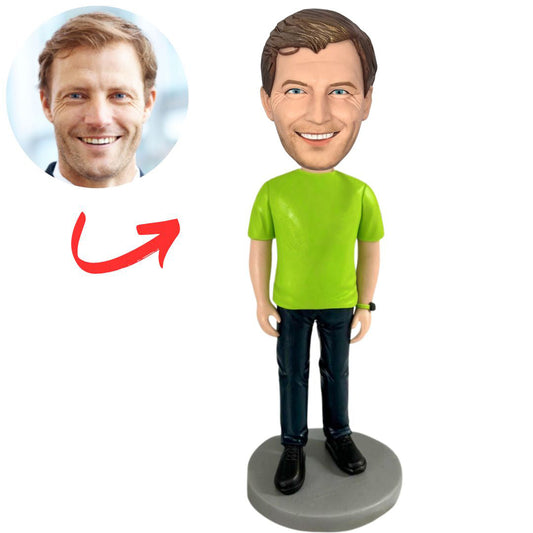 Green Shirt Leisure Male Custom Bobbleheads