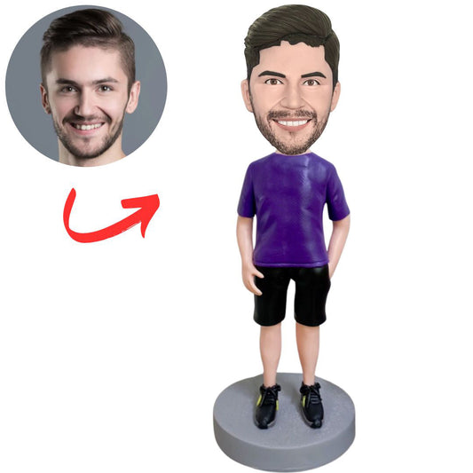Man Wearing Purple Shirt Custom Bobbleheads