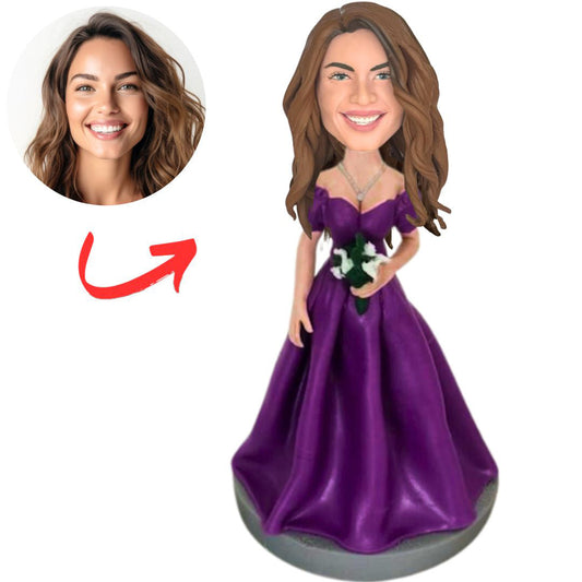 Purple Dress Beautiful Girl Custom Bobbleheads