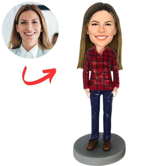 Woman in Plaid Shirt Custom Bobbleheads