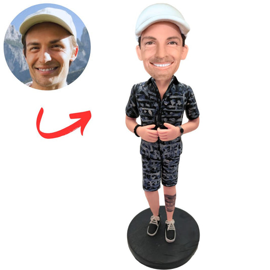 Black Hawaiian Suit Man Custom Bobbleheads