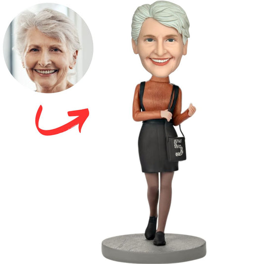 Fashionable Woman in Black Stockings Custom Bobbleheads