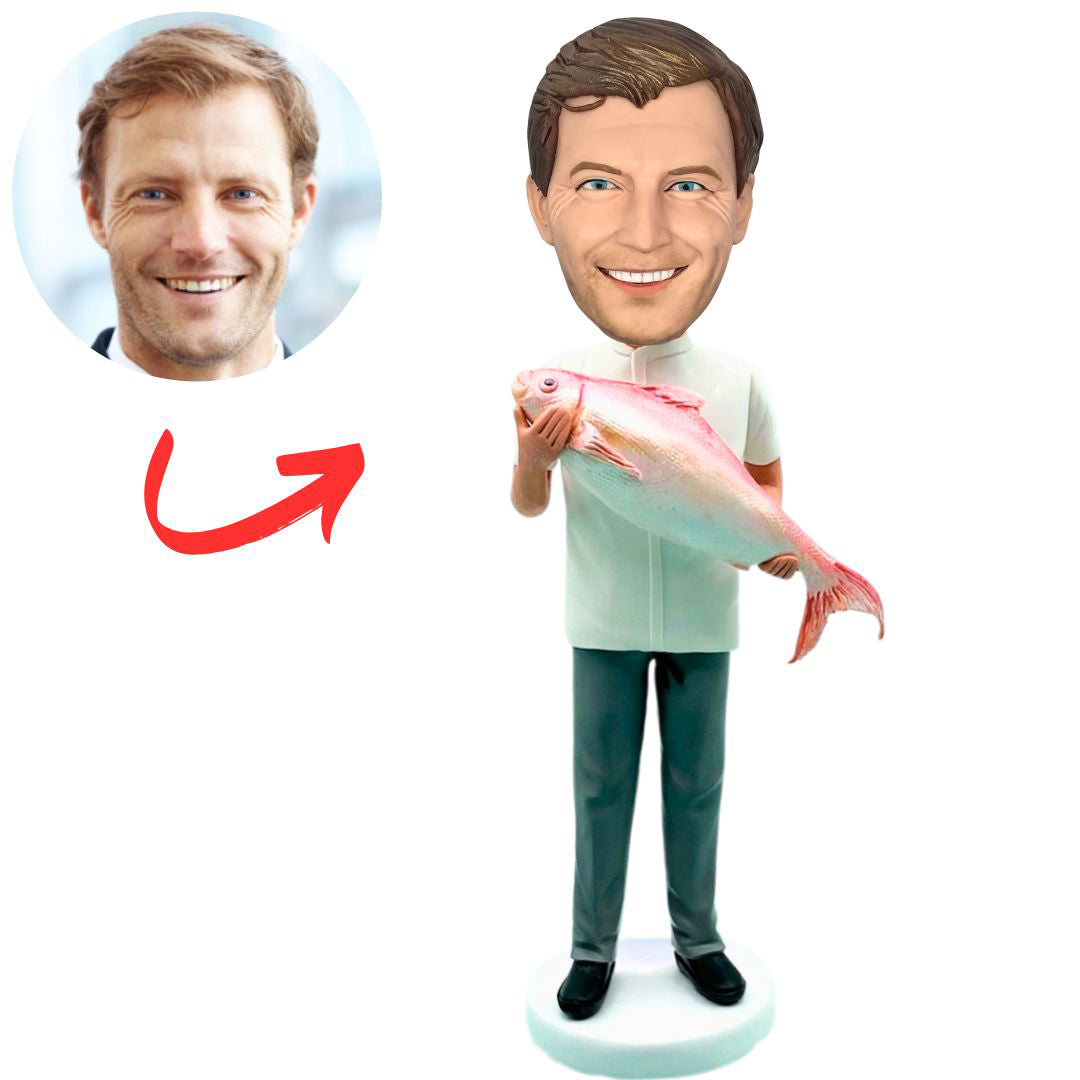 Man Holding Koi Fish Custom Bobbleheads