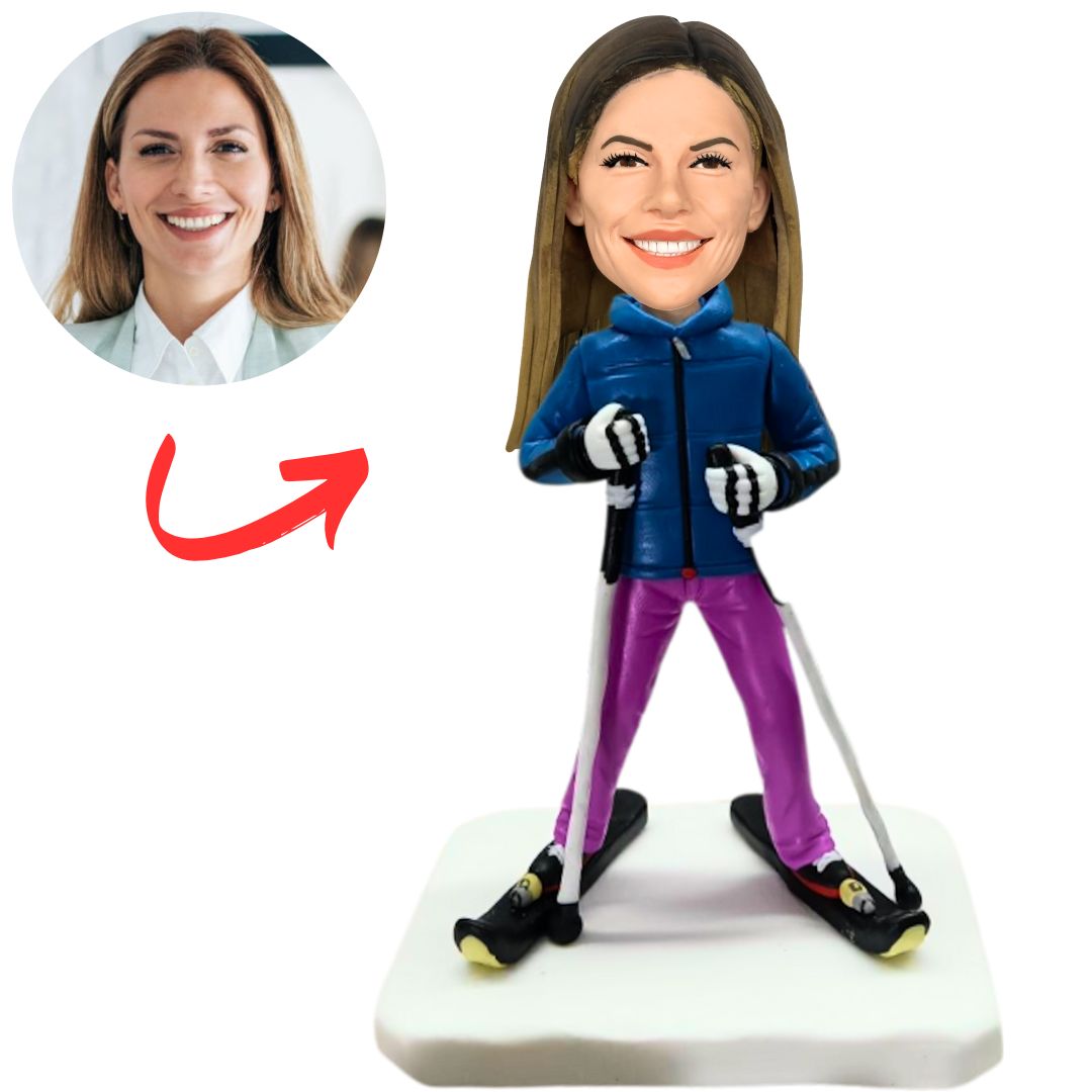 Skiing Woman Custom Bobbleheads