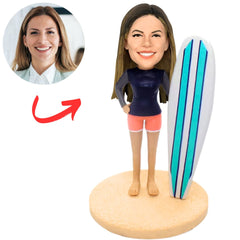 Surfing Beautiful Girl Custom Bobbleheads