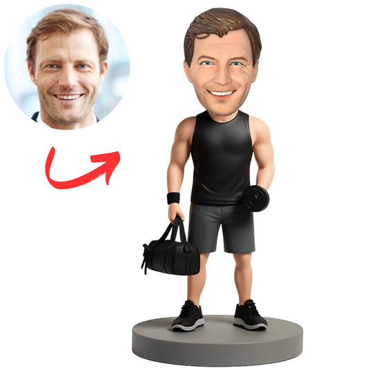 Man Carrying a Gym Bag Custom Bobbleheads