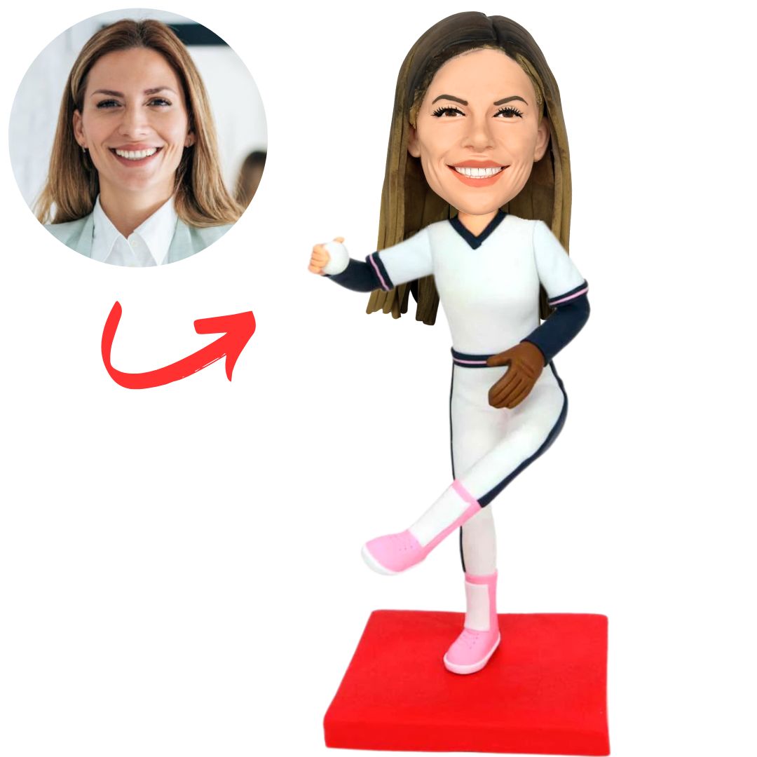 White Sorts Suit Softball Player Custom Bobbleheads
