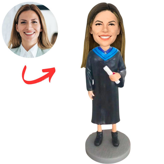 Graduation Girl with Diploma Custom Bobbleheads