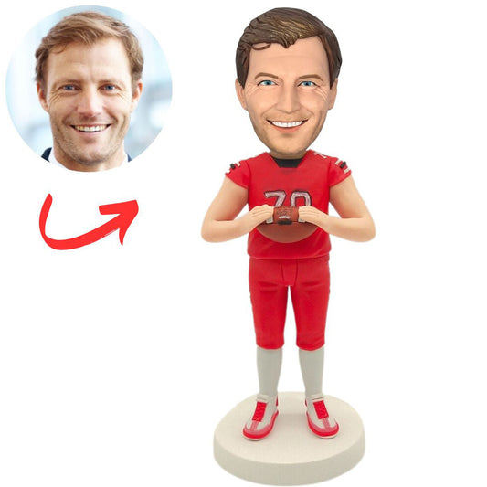 Red Uniform Football Player Custom Bobbleheads