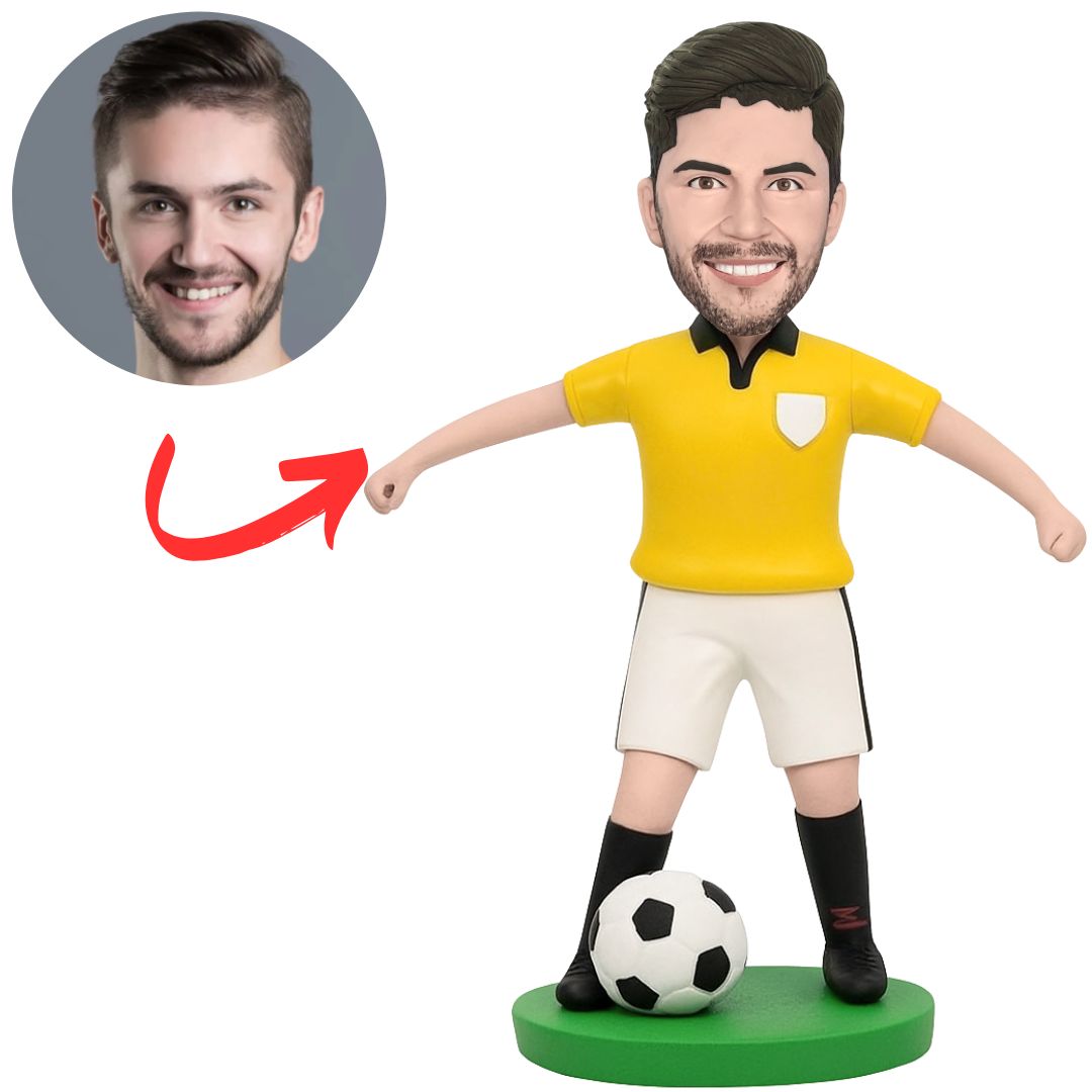 Yellow Shirt Soccer Player Custom Bobbleheads