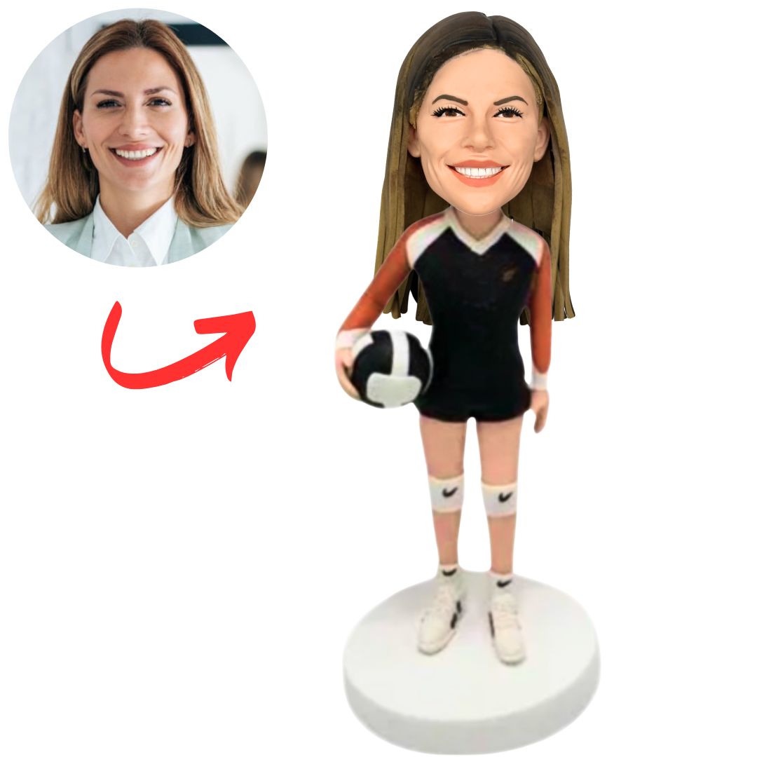 Female Volleyball Player Holding Ball Custom Bobbleheads