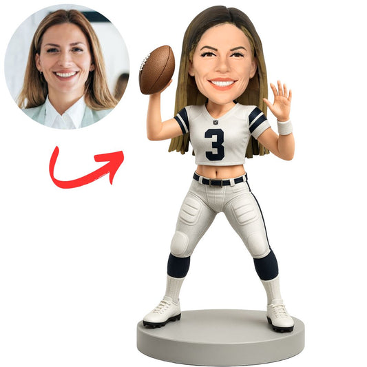 #3 Female Football Player Custom Bobbleheads