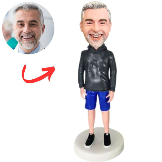 Fashion Man in Hoodie And Shorts Custom Bobbleheads