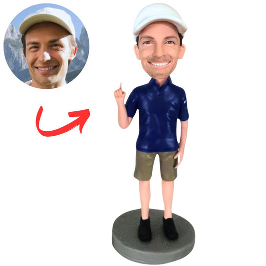 Casual Man Pointing Finger up Custom Bobbleheads