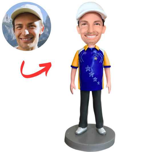 Man Wearing Star Pattern T-shirt Custom Bobbleheads