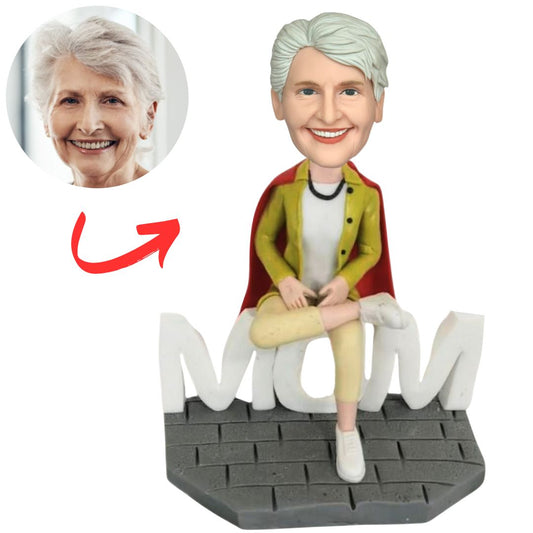 Woman Sitting on MOM Base Custom Mom Bobbleheads