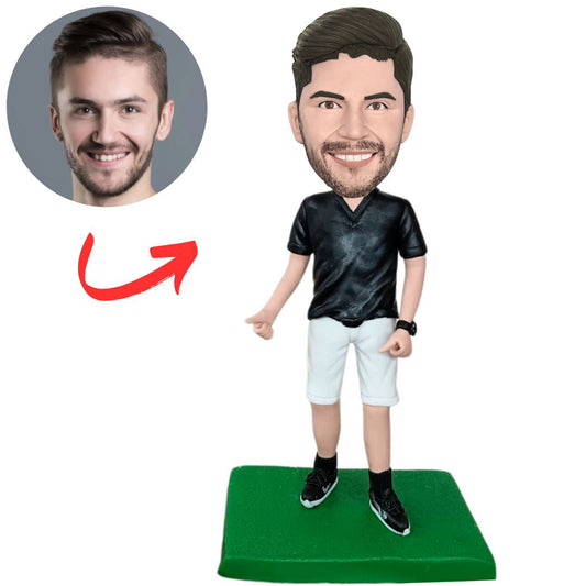 Casual Man Standing on The Lawn Custom Bobbleheads