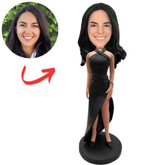 Sexy Woman in Black Dress Custom Bobbleheads
