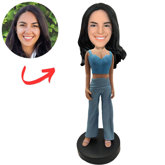 Girl in Blue Outfit Custom Bobbleheads