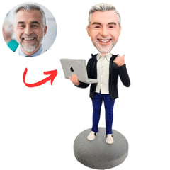 Programmer Holding iMac Custom Bobbleheads
