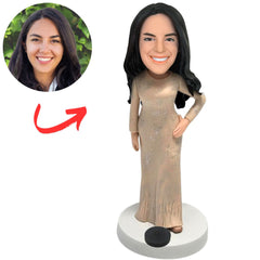 Elegant Woman in Sparkling Gown Custom Bobbleheads