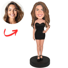 Woman in Black Strapless Dress Custom Bobbleheads