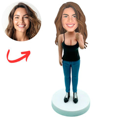 Woman in Bold Tank Top Look Custom Bobbleheads