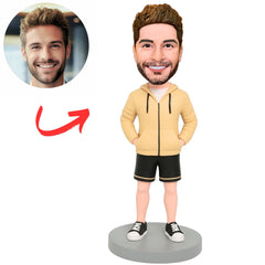 Fashion Man in Casual Hoodie Custom Bobbleheads