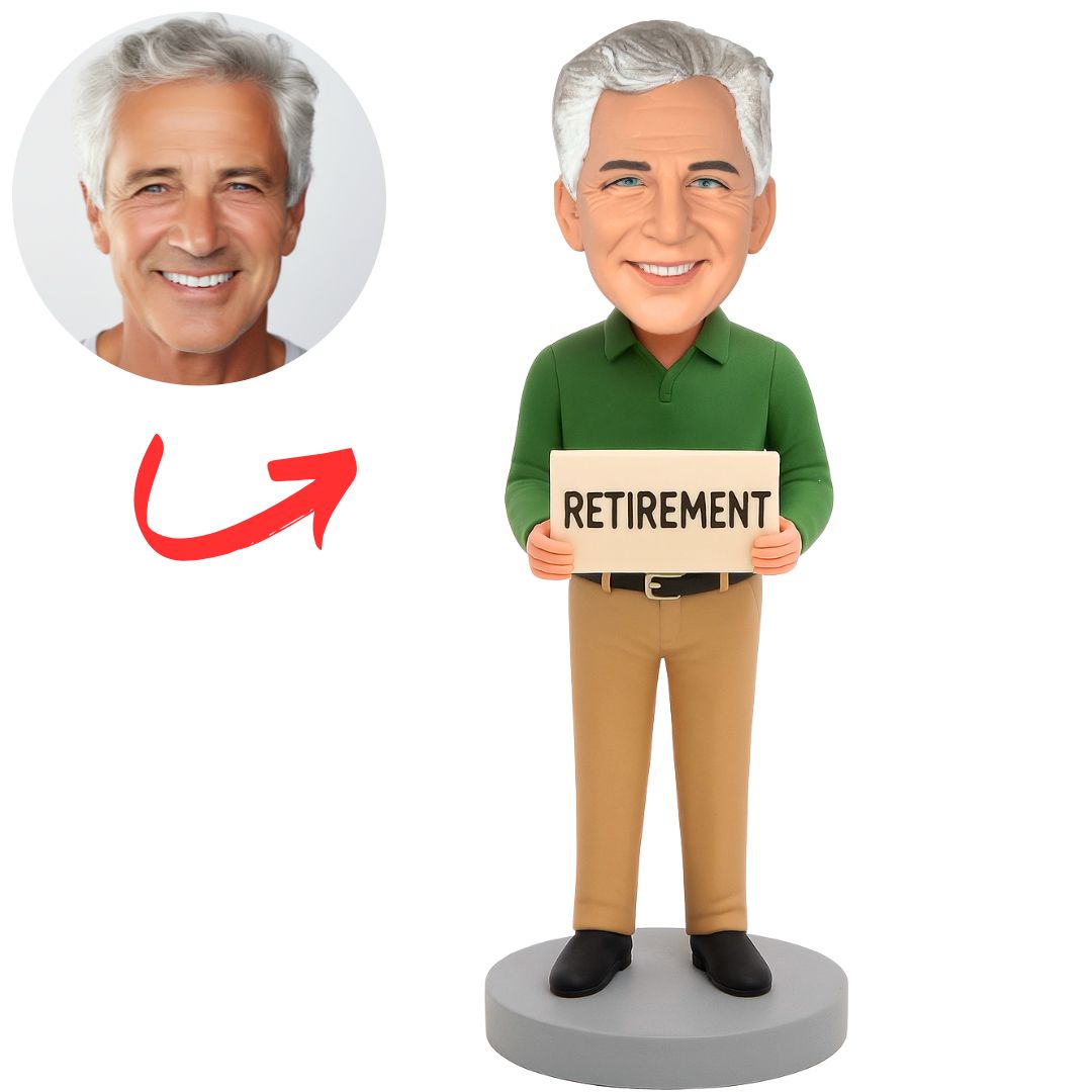 Retirement Man in Green Shirt Custom Bobbleheads