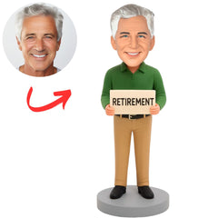Retirement Man in Green Shirt Custom Bobbleheads