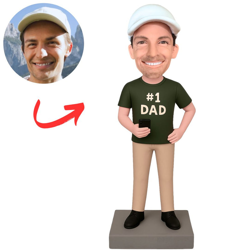 Bobbleheads Gifts #1 Dad Holding Phone Custom Bobbleheads