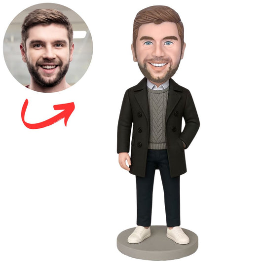 Man in Black Trench Coat Custom Bobbleheads