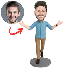 Casual Business Man with Open Arms Custom Bobbleheads