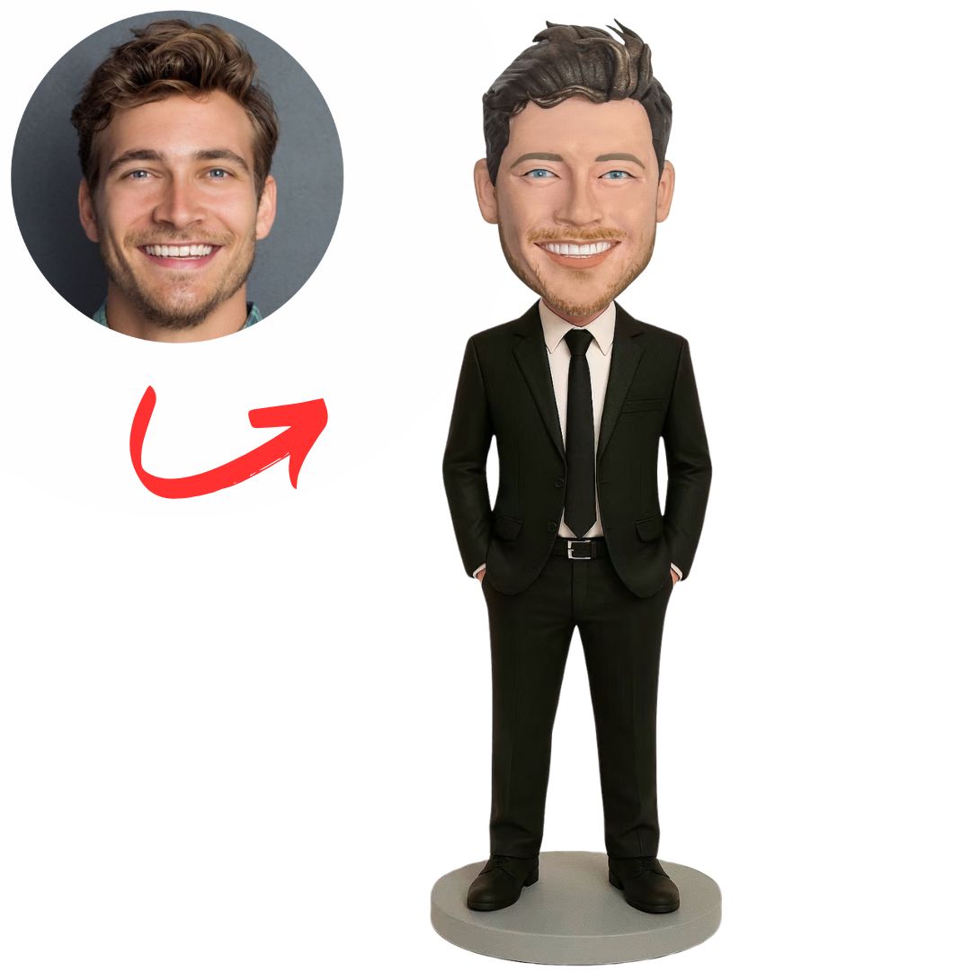 Handsome Businessman with Hands in Pockets Custom Bobbleheads