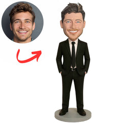 Handsome Businessman with Hands in Pockets Custom Bobbleheads